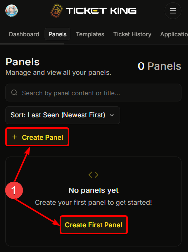 The dashboard on a phone, with the sidebar opened from the hamburger menu (top-left) and the Panels page showing